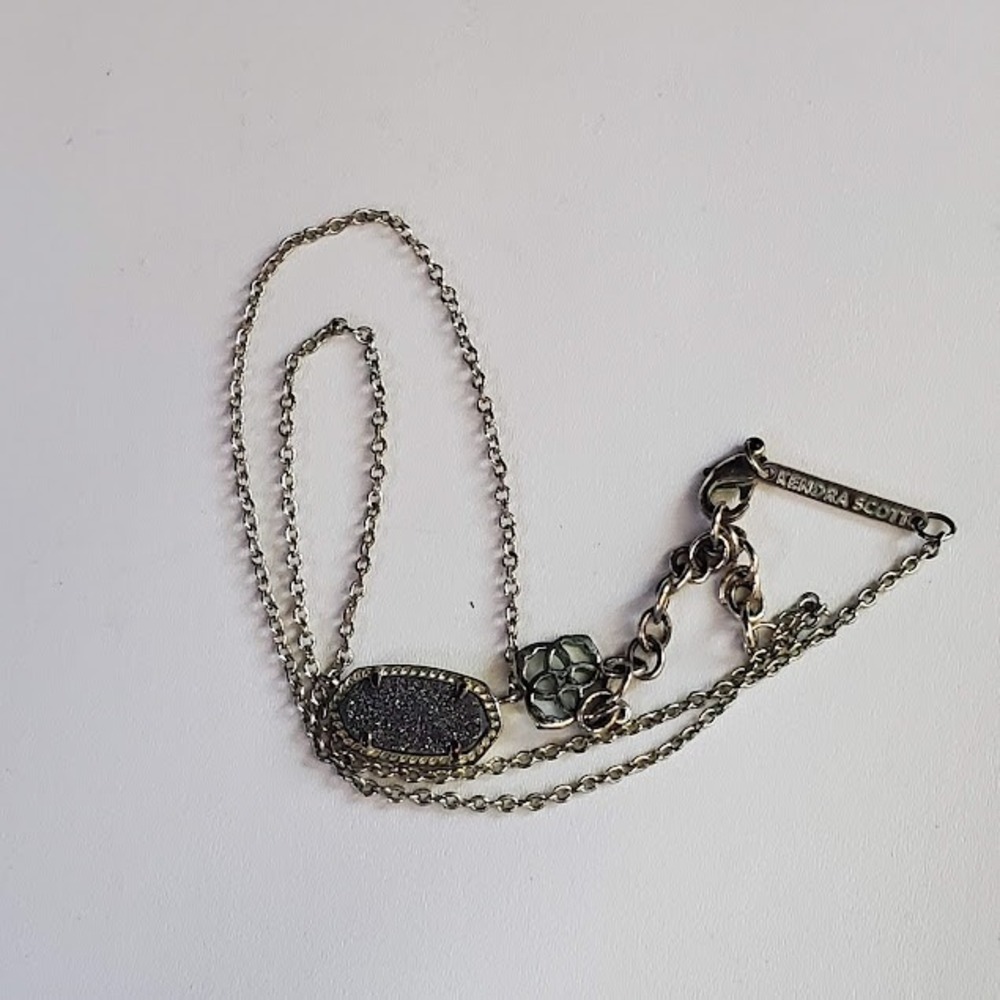 Kendra Scott Elisa Gold Plate Pendant Necklace Gold Drusy Stone Everyday Dainty - Picture 6 of 8